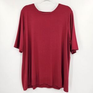Chicos 4 Short Sleeve Crewneck Tee Womens Plus Size XXL Rayon Stretch Burgundy